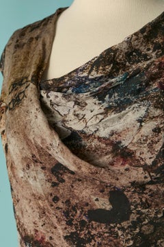 Printed, wrapped and draped silk dress HELMUT LANG