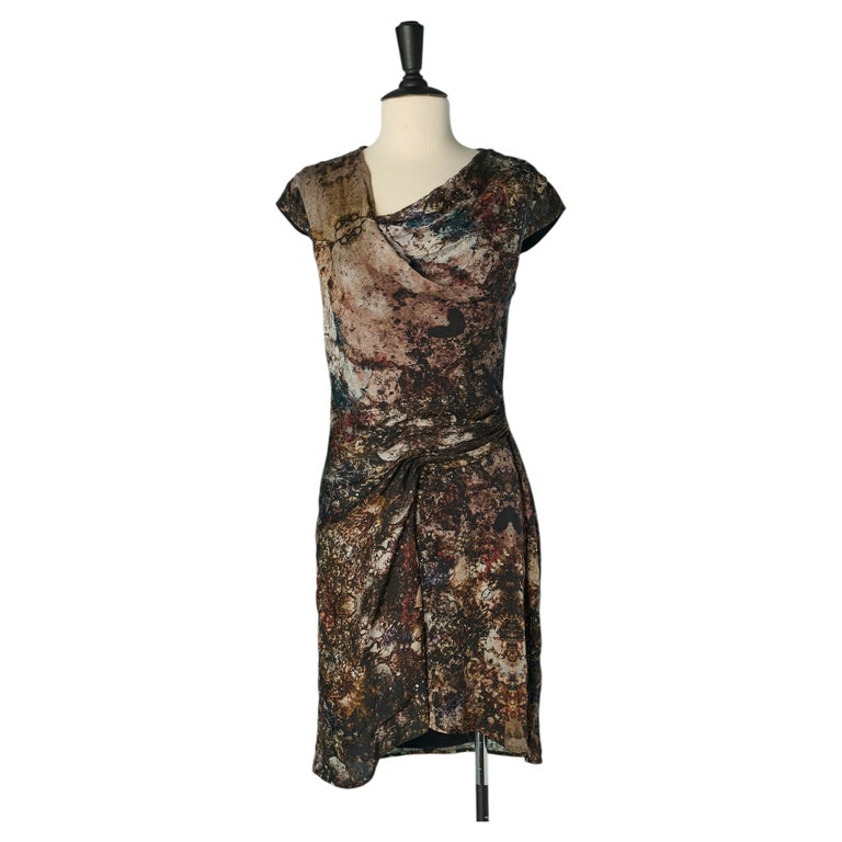 helmut lang draped mini dress Helmut Lang Women's Mix Media Draped Mini dress NWT 345 Paprika Brown S NWT 370