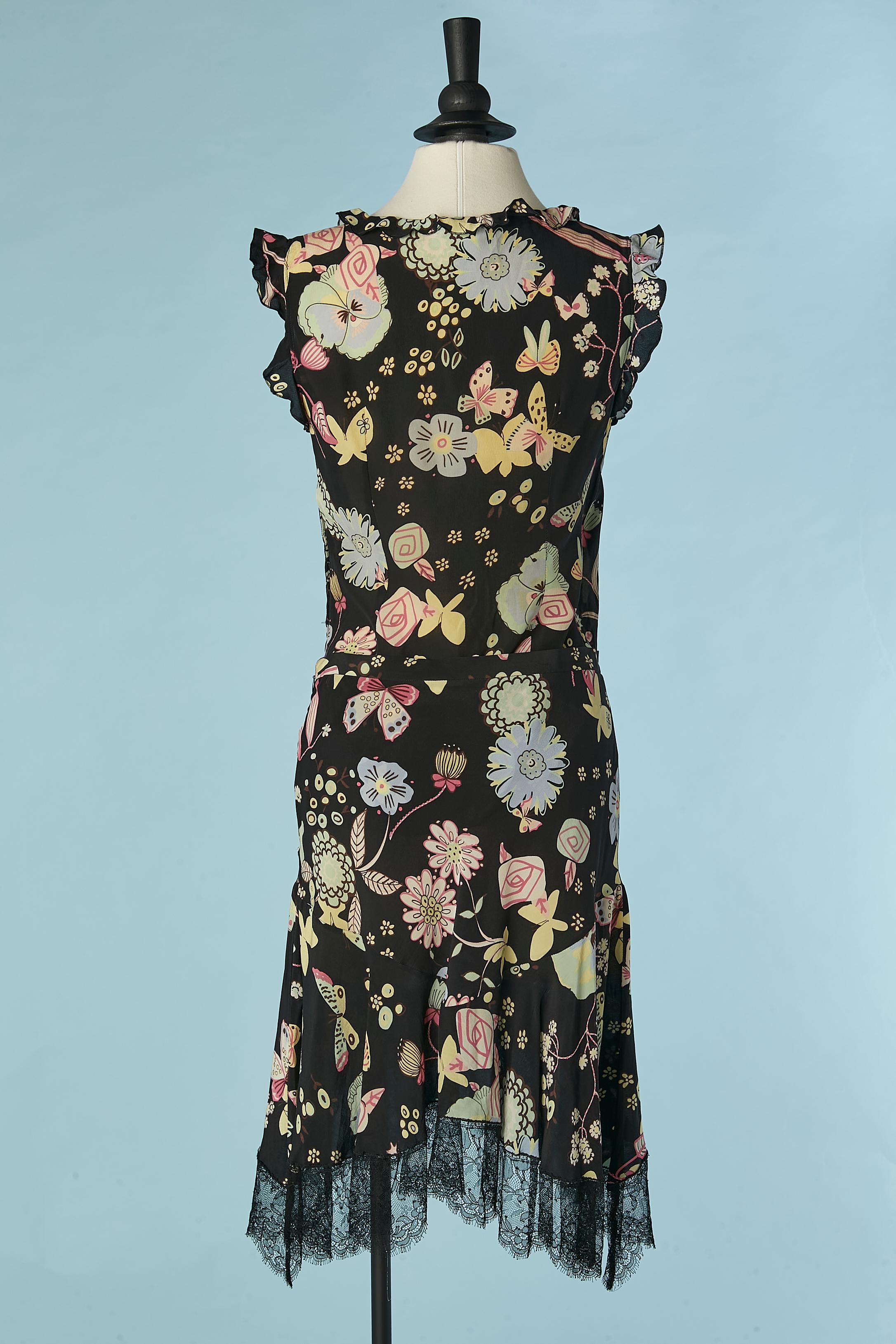 Women's Printed wrapped top and skirt with lace edge Moschino Cheap & Chic For Sale