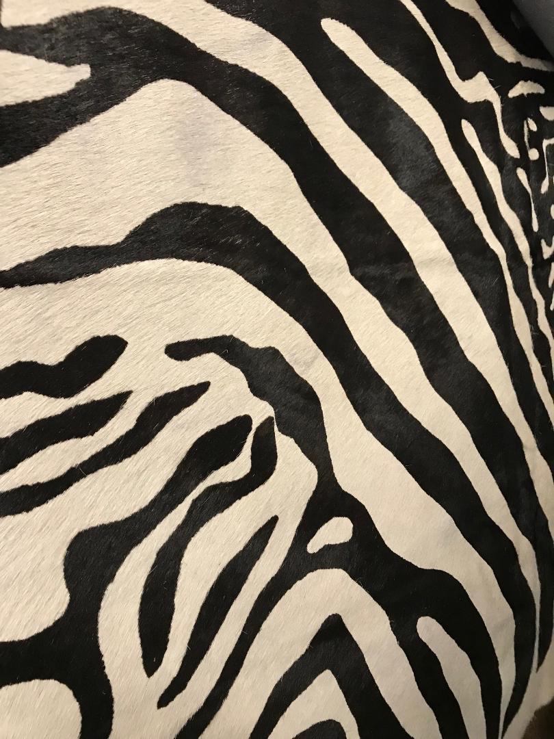 Contemporary Printed Zebra Cow Hide Rug For Sale