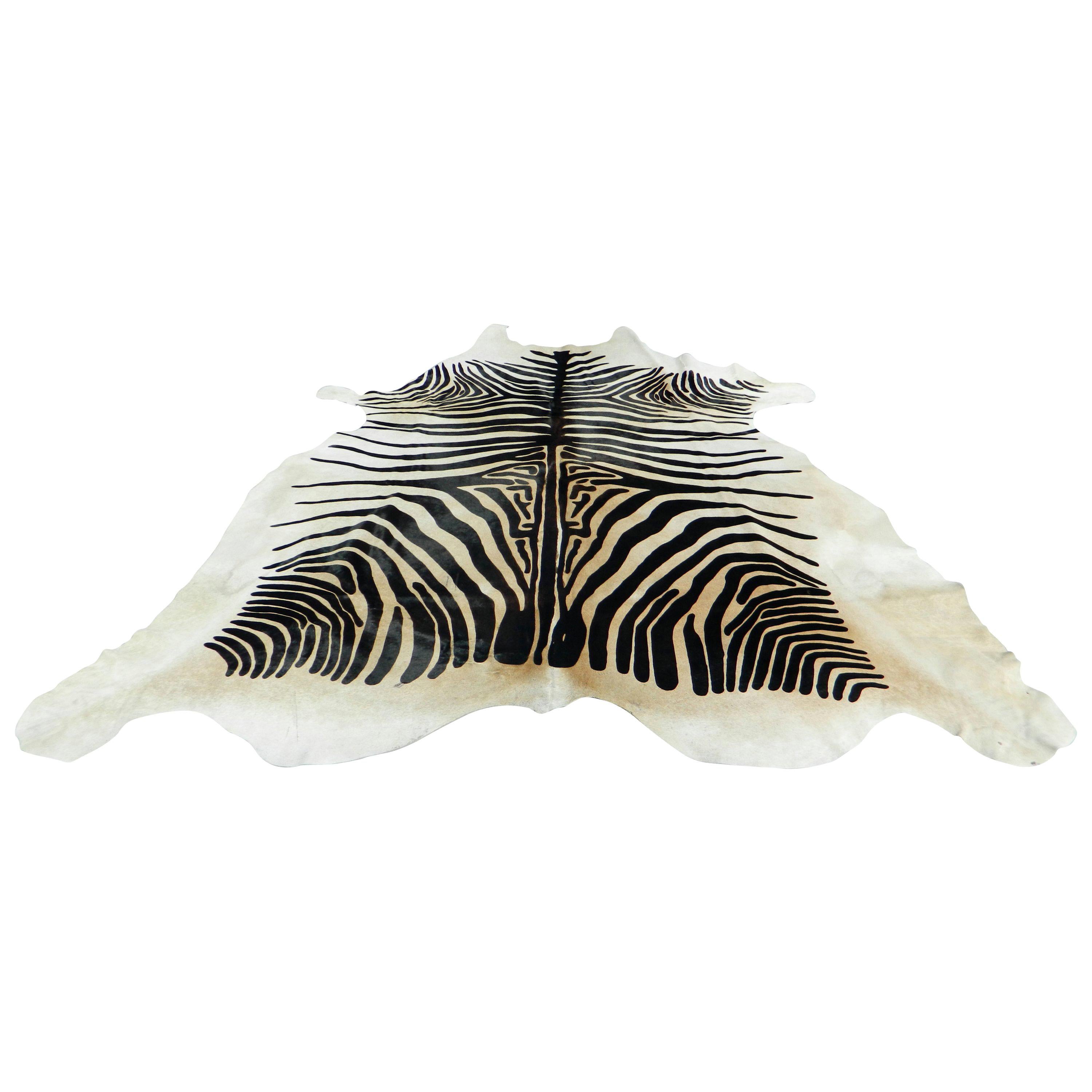Printed Zebra Cow Hide Rug For Sale