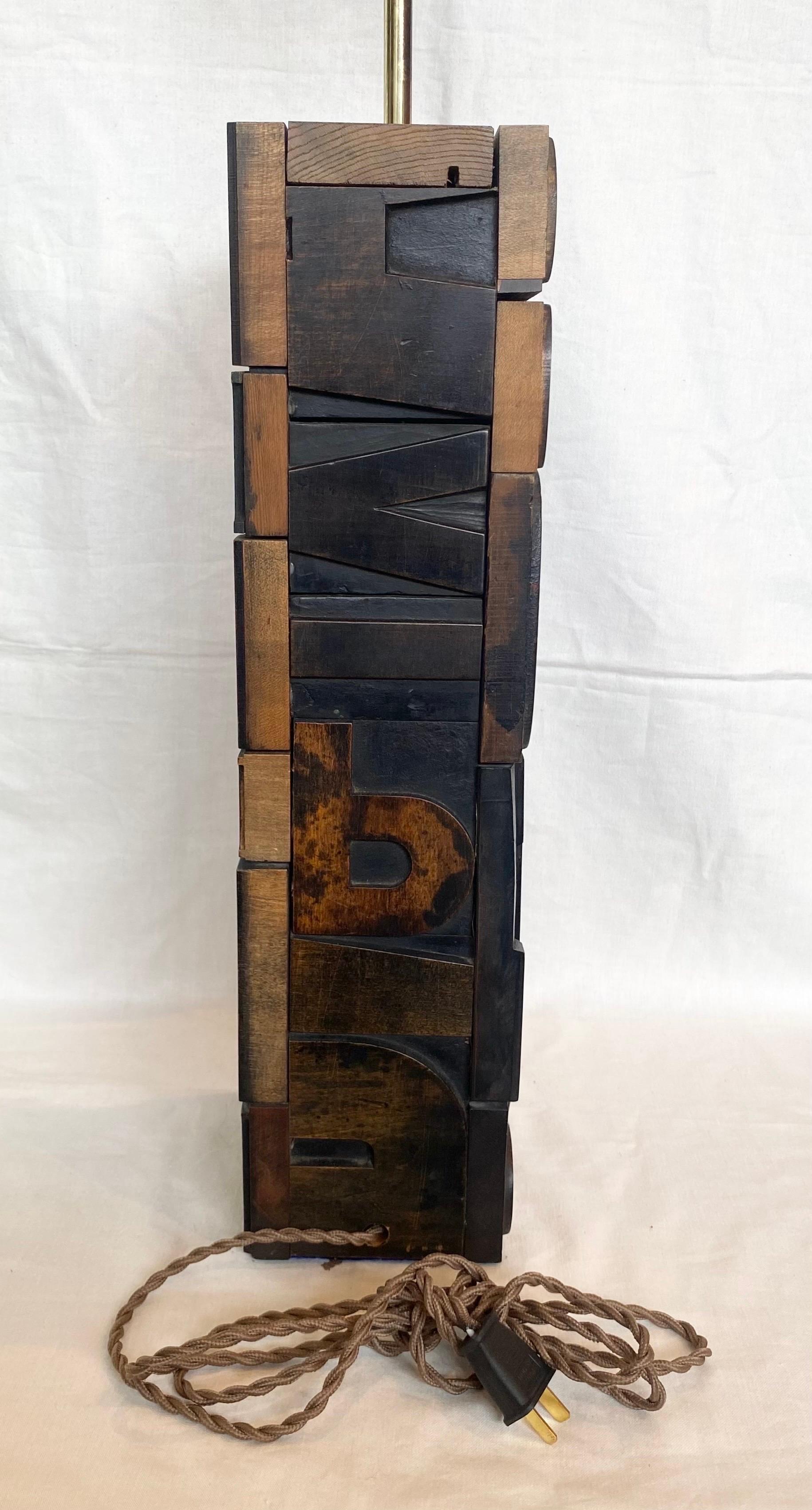 Late 20th Century Printing Block Lamp For Sale