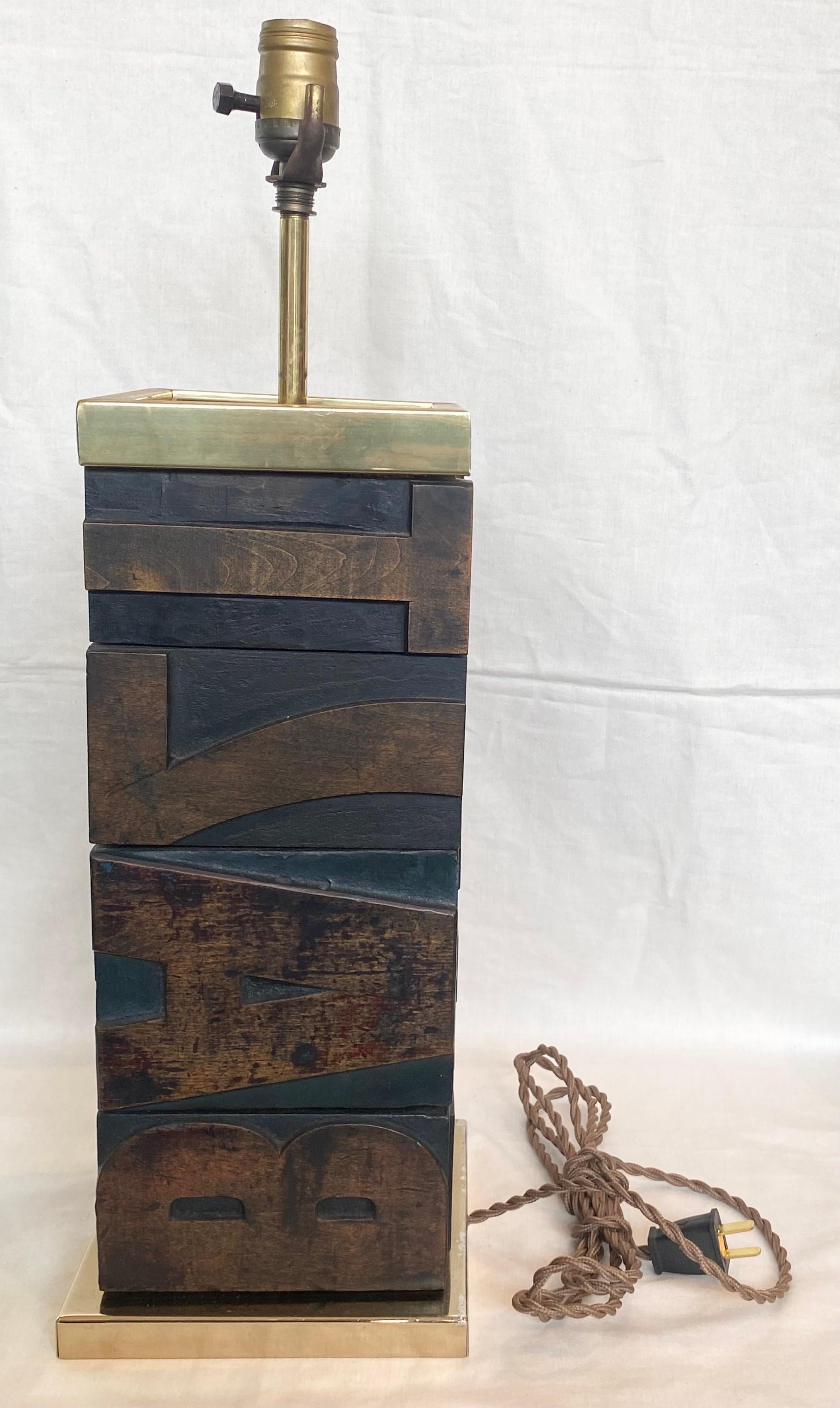 Printing Block Table Lamp In Good Condition For Sale In East Hampton, NY