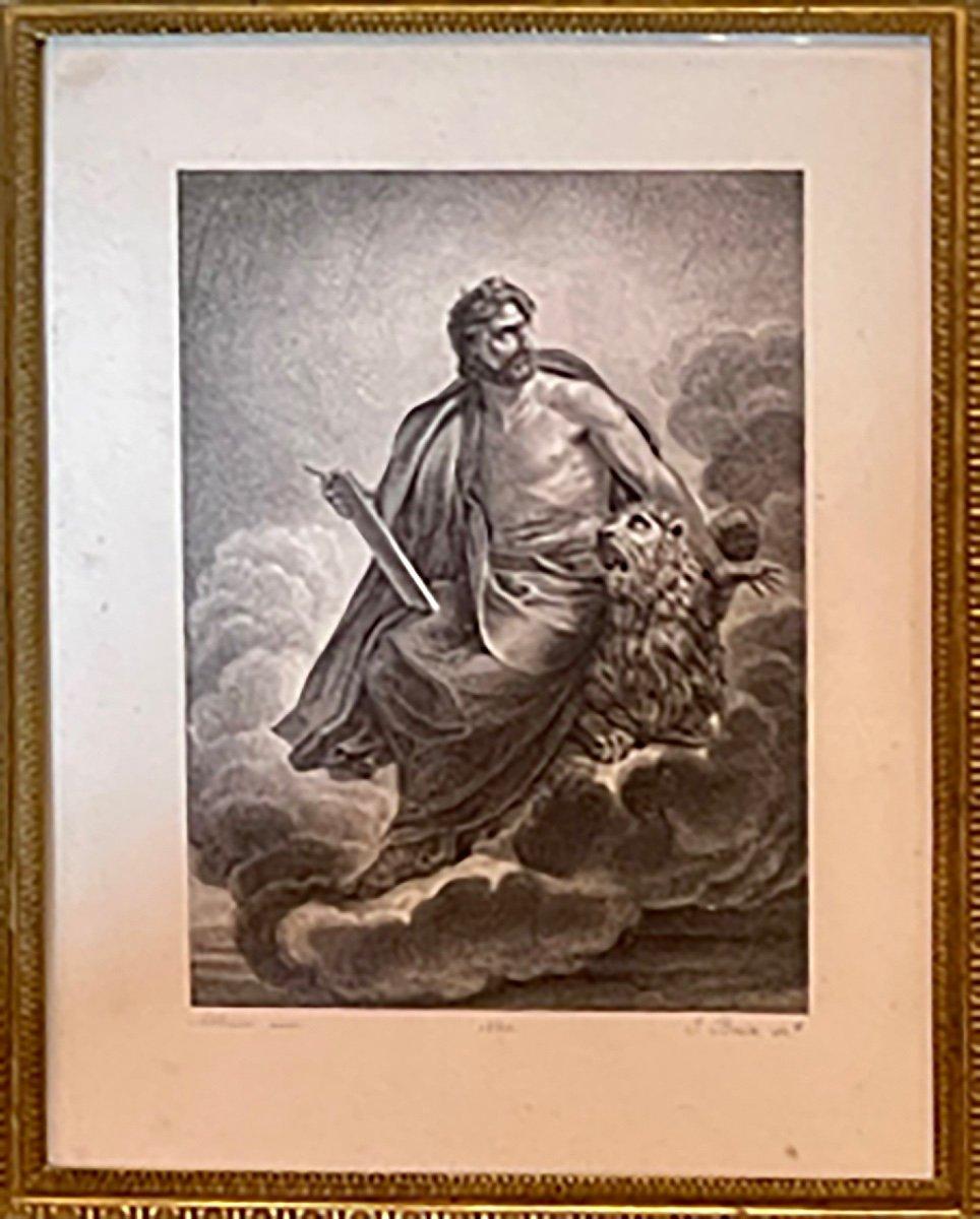 Engraved Prints from the Tetramorph-Saint Luc and Saint Marc-Joseph Albrier, Early 19thC. For Sale