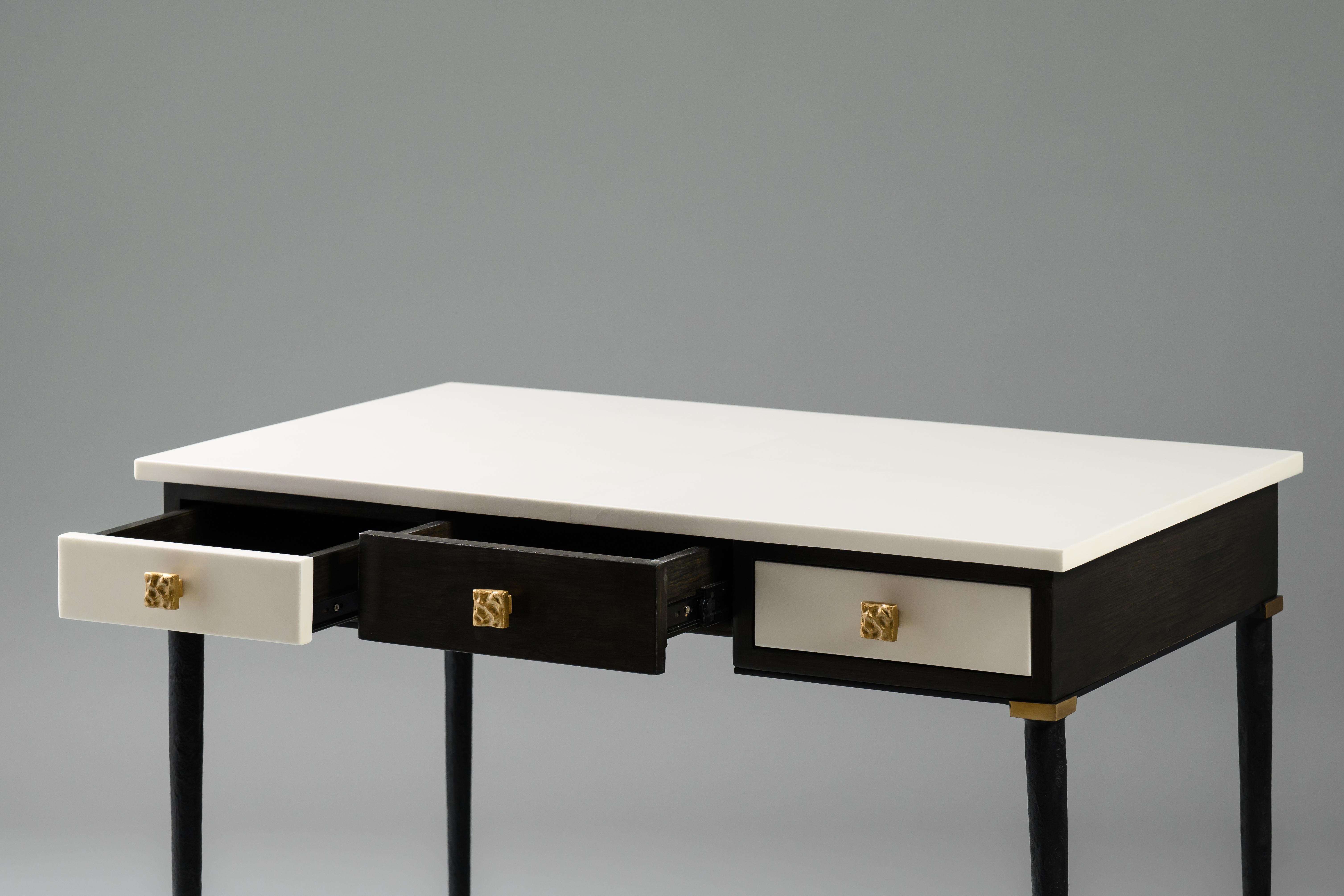 Printz Desk in Ivory Parchment and Black Oak by Elan Atelier (preorder) In New Condition For Sale In New York, NY