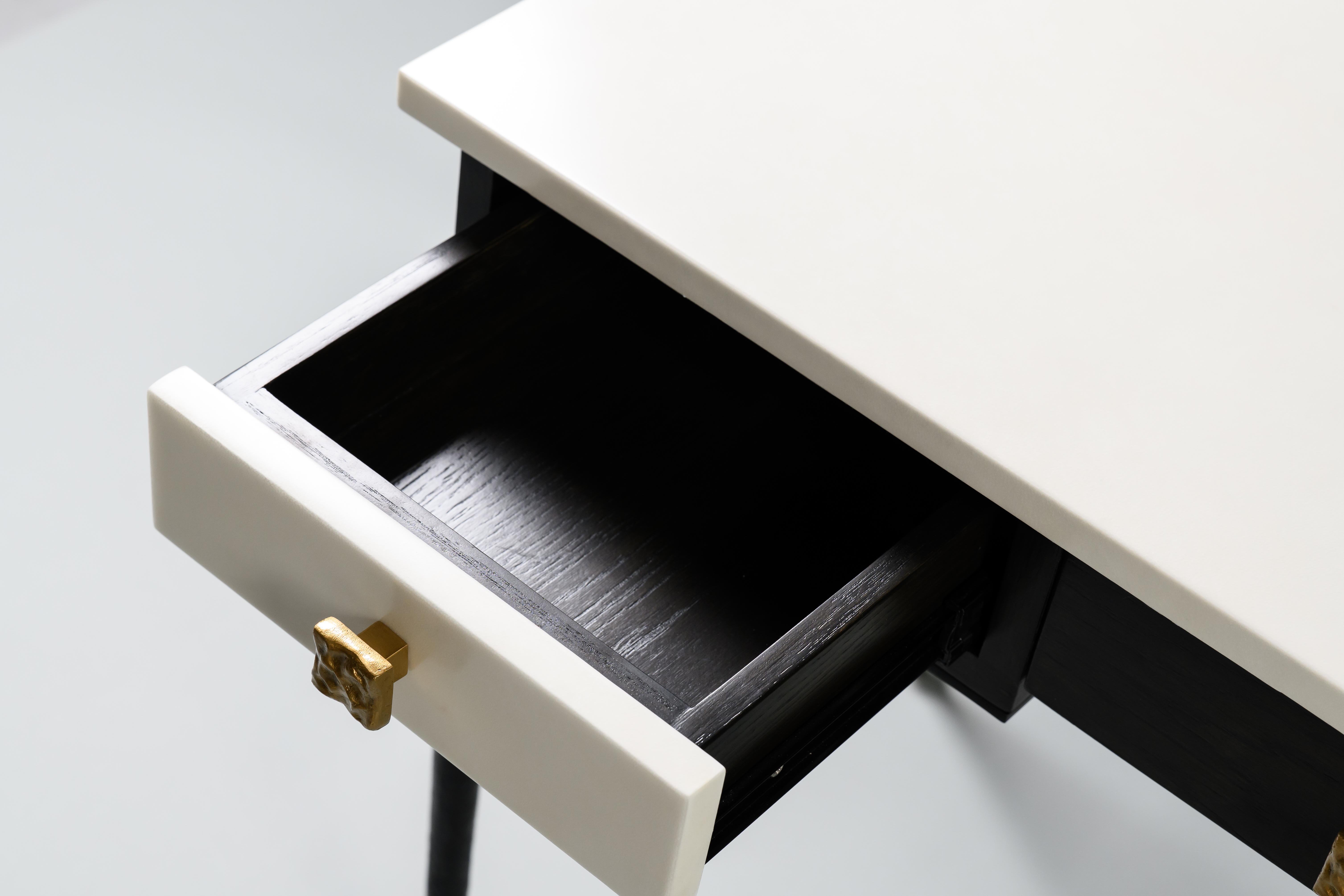 Printz Desk in Ivory Parchment and Black Oak by Elan Atelier (preorder) For Sale 1
