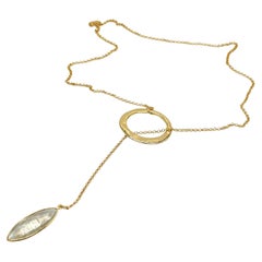Priscila - Lariat Necklace - 14k gold with labradorite pendant