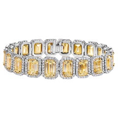 Priscilla 36 Carats Emerald Cut Single Row Diamond Tennis Bracelet Certified Y