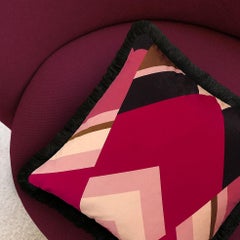 Priscilla Geometric Pink Fringe Velvet Cushion