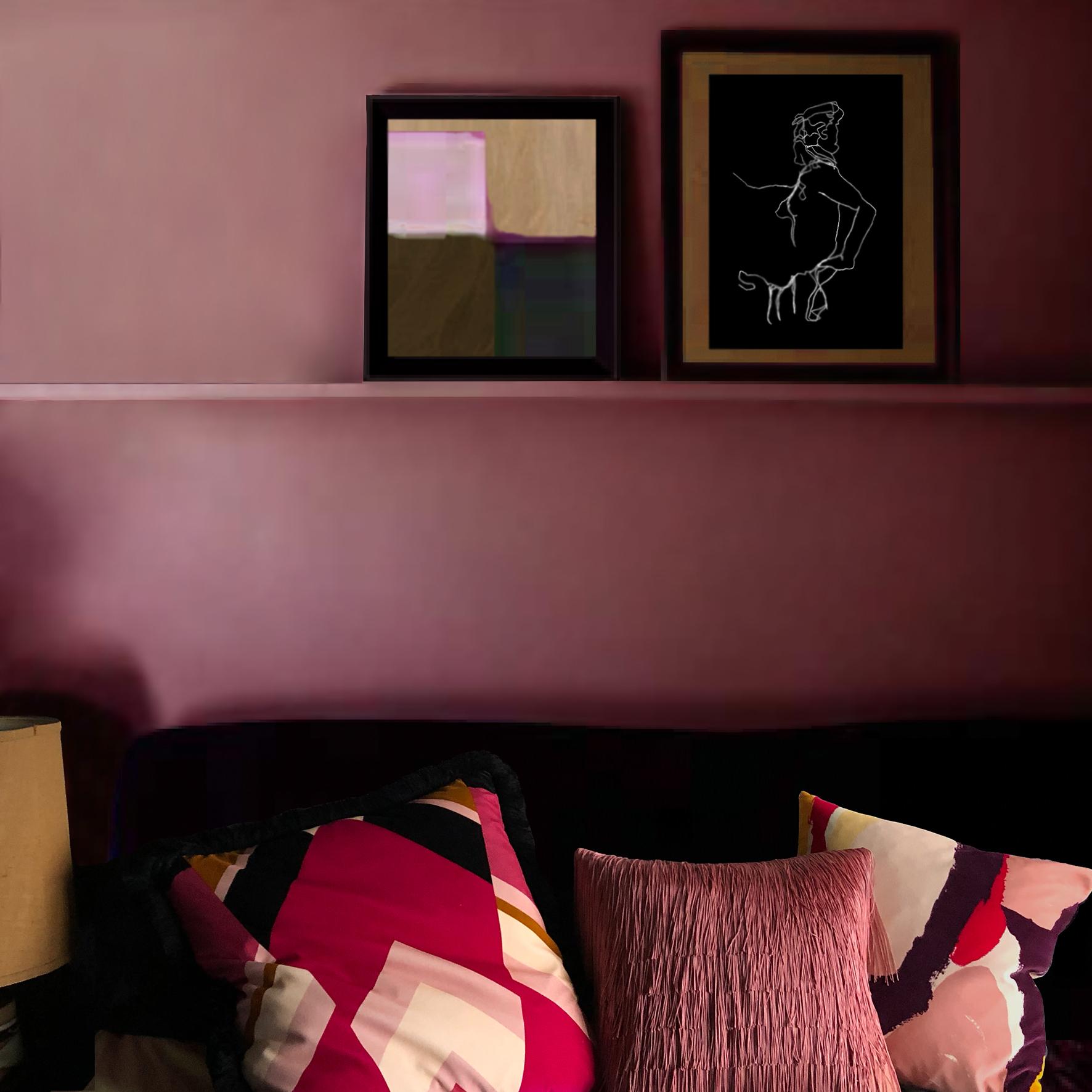 Art Deco Priscilla Geometric Pink Fringe Velvet Cushion For Sale