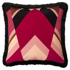 Priscilla Geometric Pink Fringe Velvet Cushion Priscilla Geometric Pink Fringe Velvet Cushion