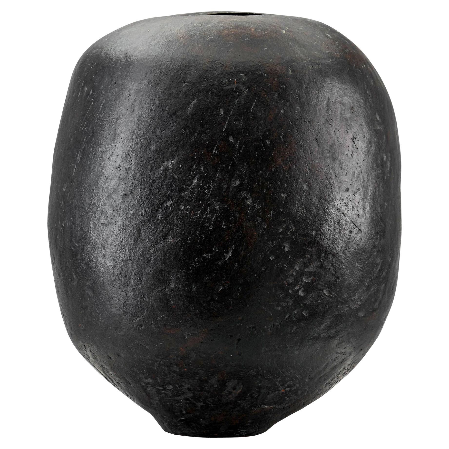 Priscilla Mouritzen Black Ceramic Vase, Denmark ca 1980s