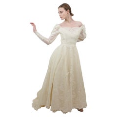 Priscilla of Boston 1986 Lace Long Sleeve Wedding Gown