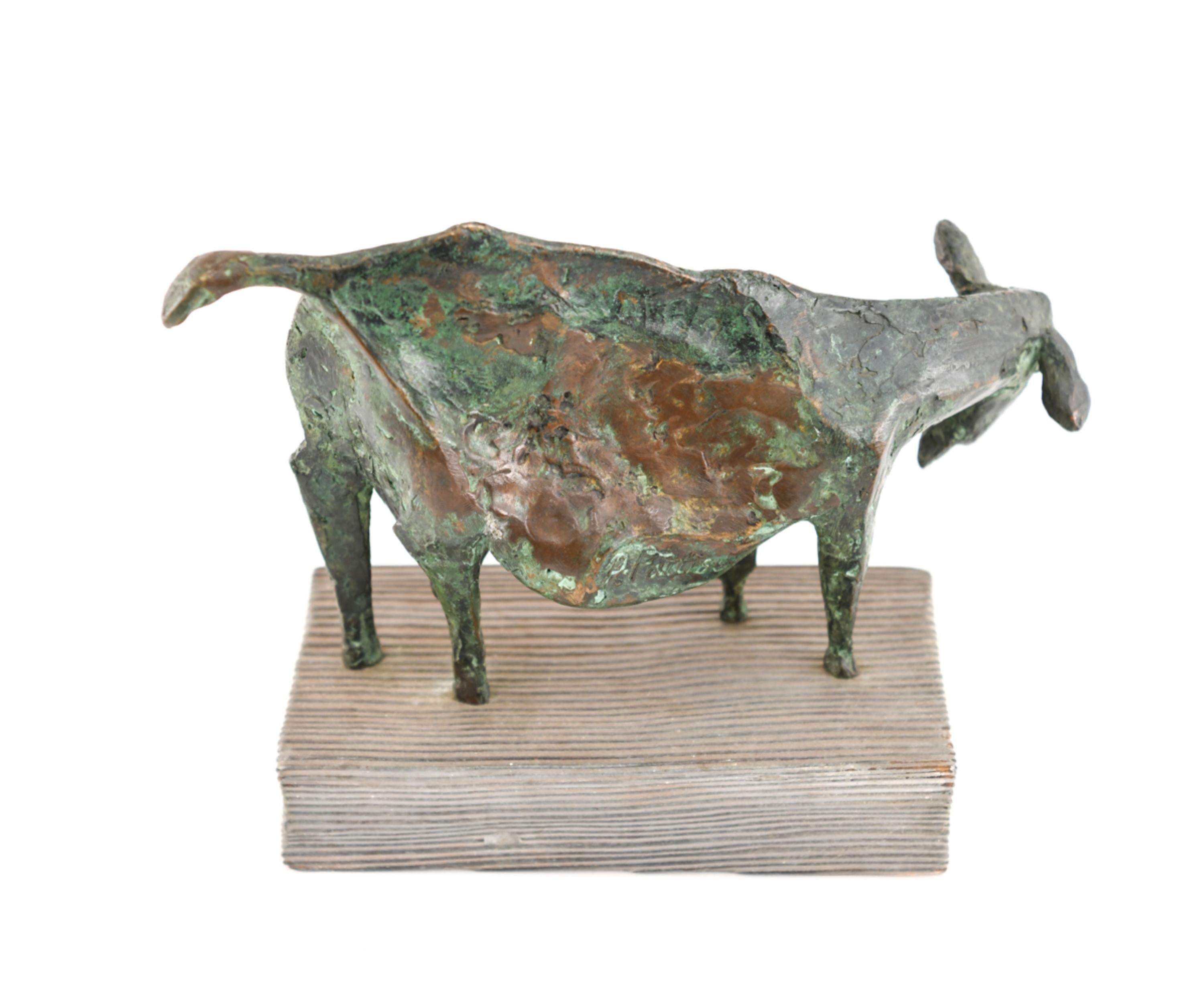 Priscilla Pattison Brutalist Bronze Goat Sculpture 4
