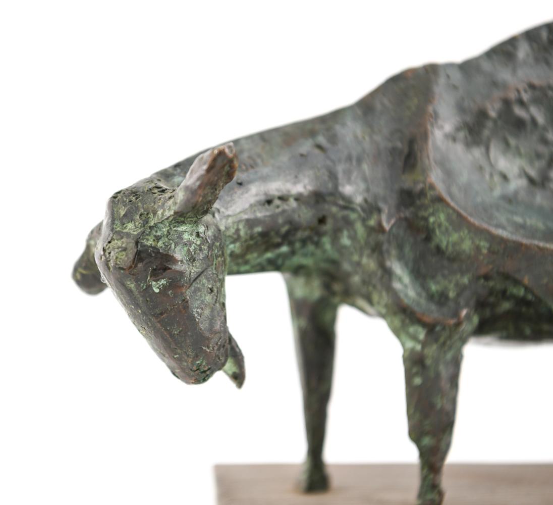 American Priscilla Pattison Brutalist Bronze Goat Sculpture
