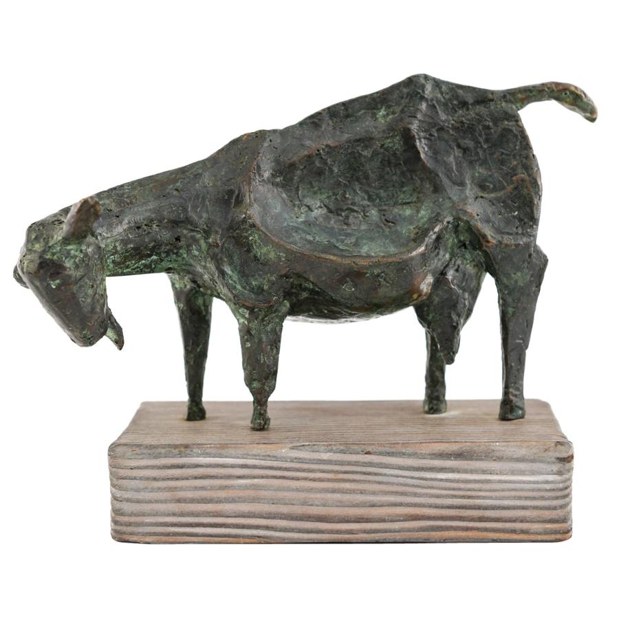 Priscilla Pattison Brutalist Bronze Goat Sculpture