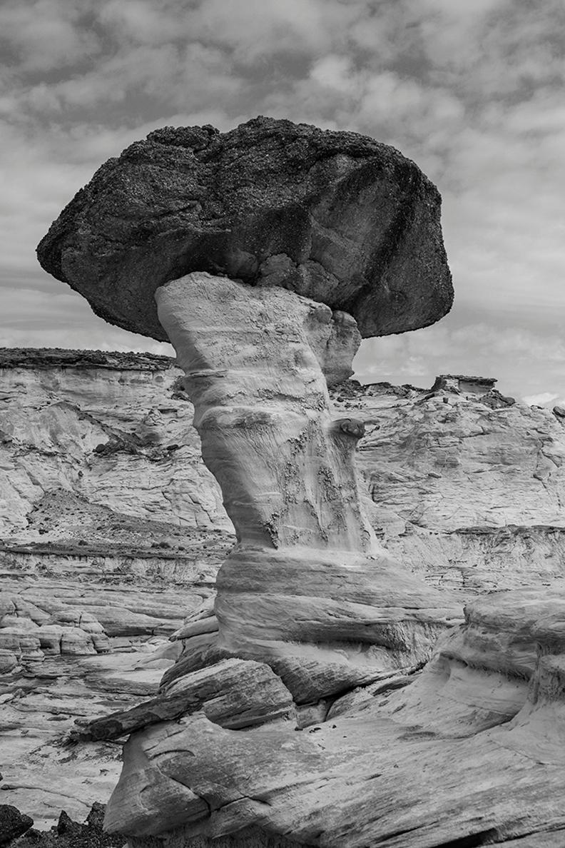 Priscilla Rattazzi Black and White Photograph - Mushroom Hoodoo, Yermo Canyon