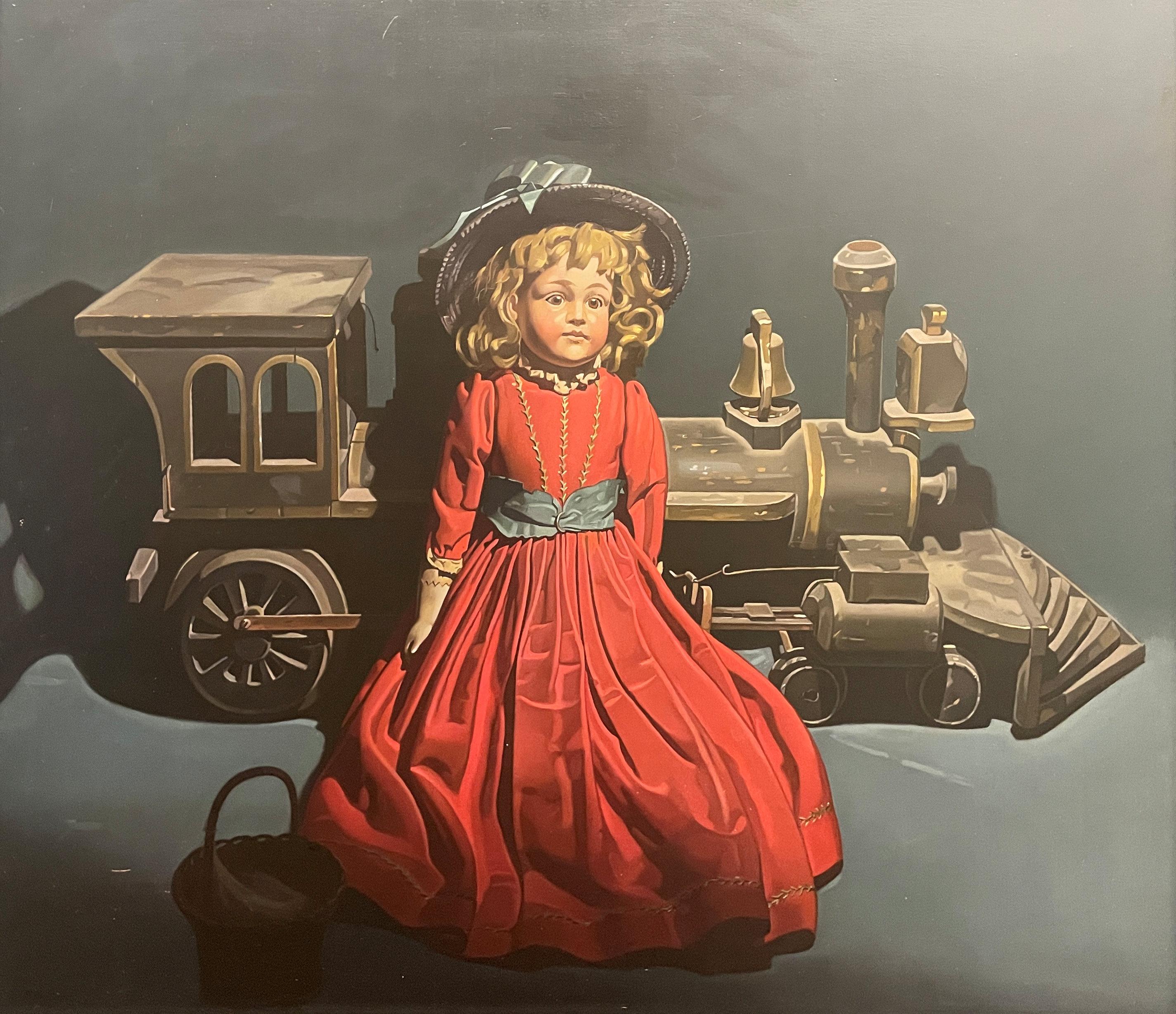 Figurative Painting Priscilla Roberts - "Antique Toys" Priscilla The, Réalisme magique, Surréalisme, Nature morte