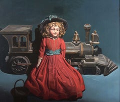 "Antique Toys" Priscilla Roberts, Still Life, Realistic, Doll, Magical Realist