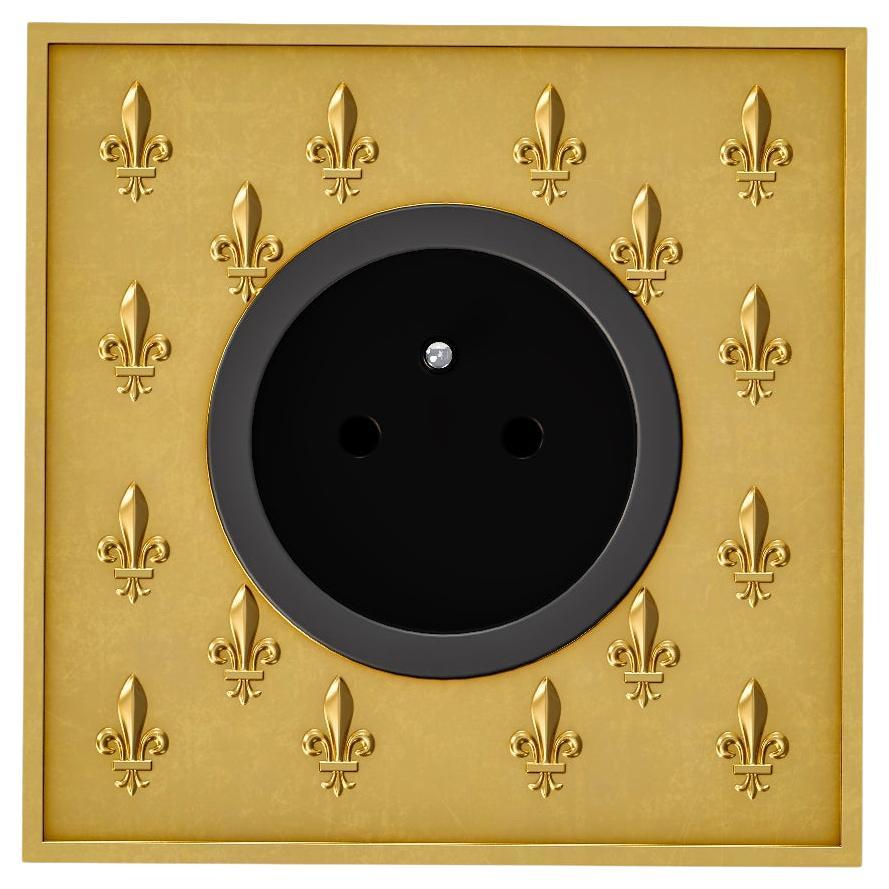 Brass socket outlet Fleur de Lys Versailles Collection US/UK/EU Jérôme Bugara  For Sale