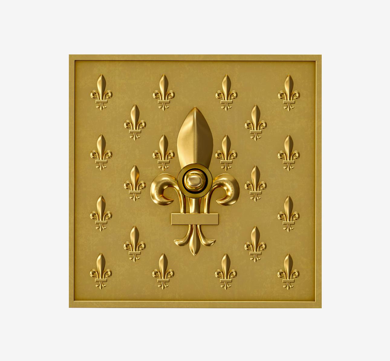 Fleur de Lys Versailles collection switch by Jérôme Bugara.
Handcrafted in brass by Remy Garnier (France);
Brass satin varnish finish.

US/UK and EU-compliant equipment.

Case compatibility to be defined after order. 