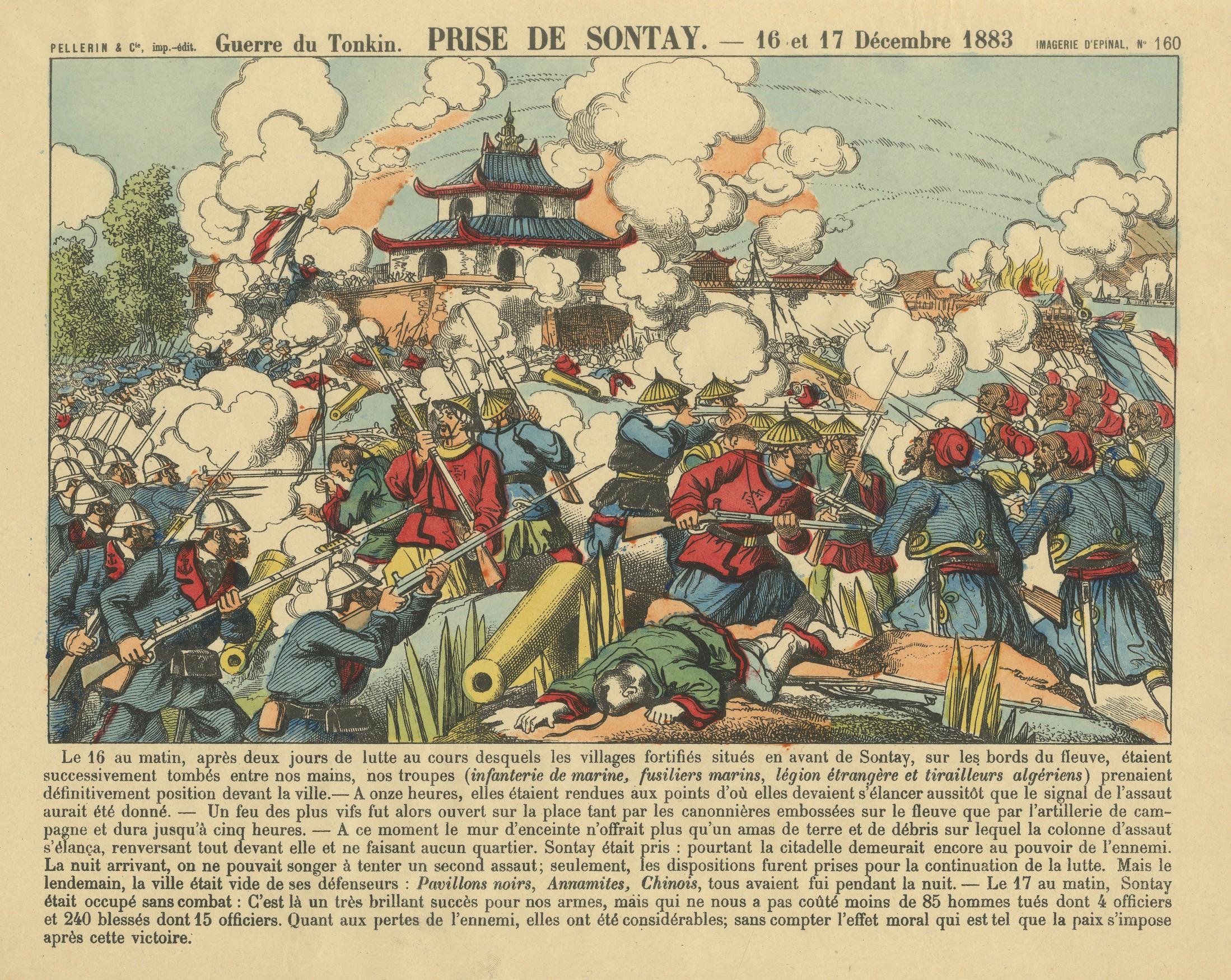 Prise de Sontay, an Épinal Print of a French Tonkin War Battle, 1883