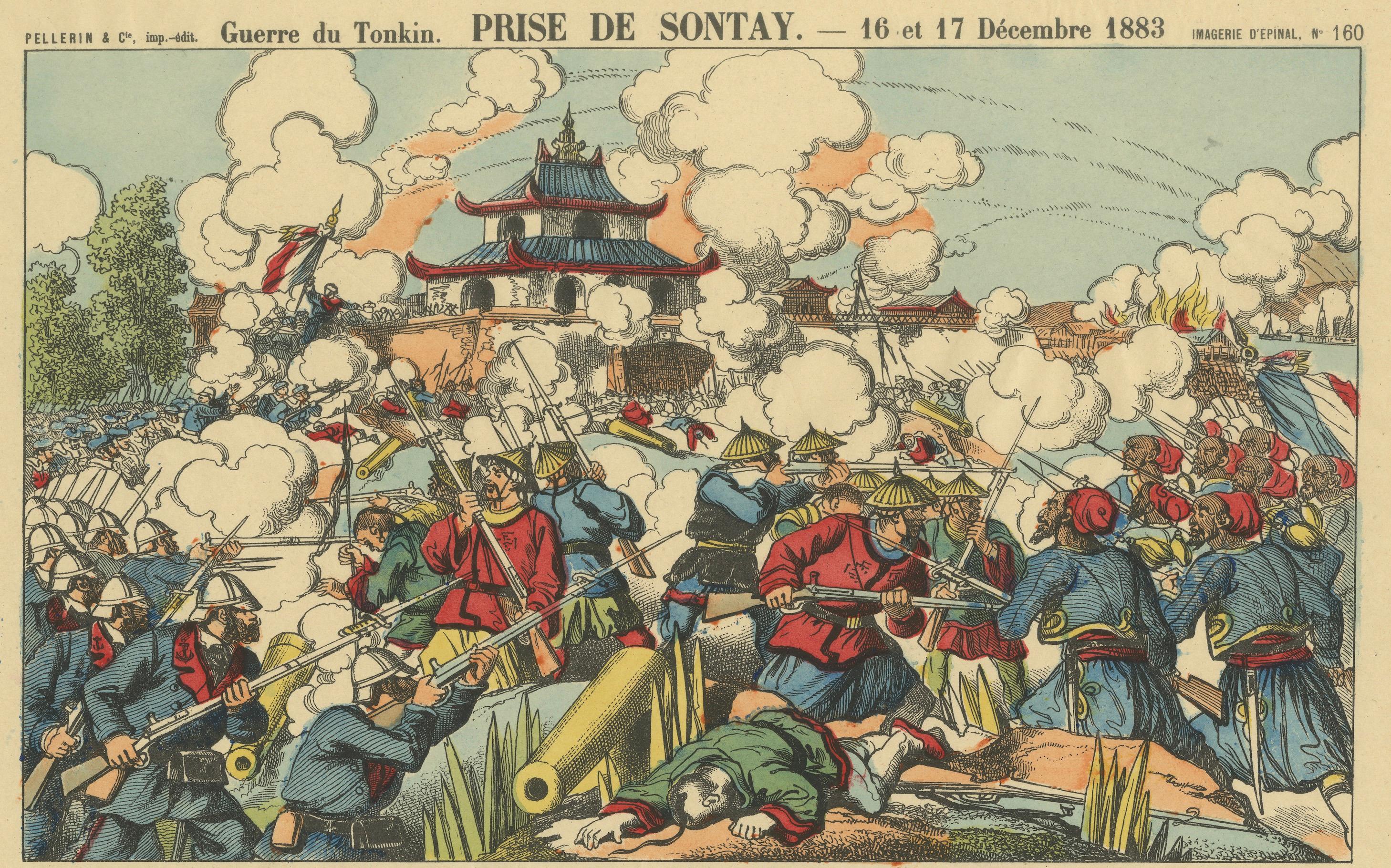 Prise de Sontay, an Épinal Print of a French Tonkin War Battle, 1883
