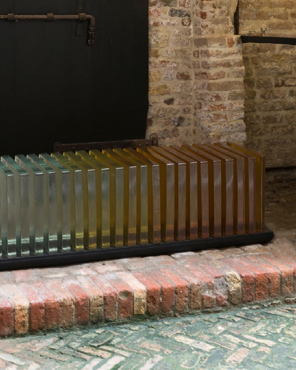 Italian PRISM Bench in Amber Gradient by Dan Yeffet for Wonderglass For Sale