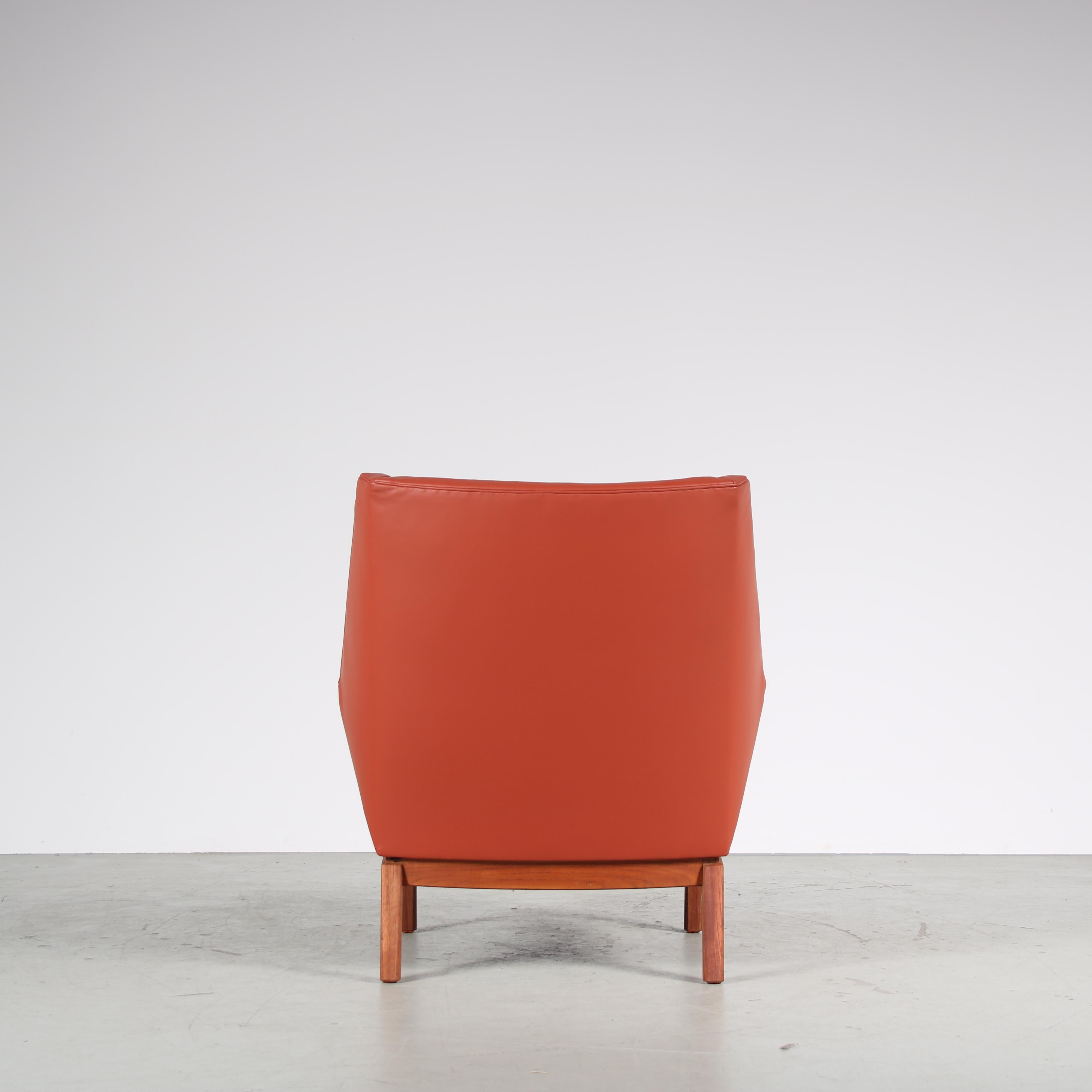 Leather “Prism” Chair by Erik Kolling Andersen for Peder Pedersen, Denmark 1950 For Sale