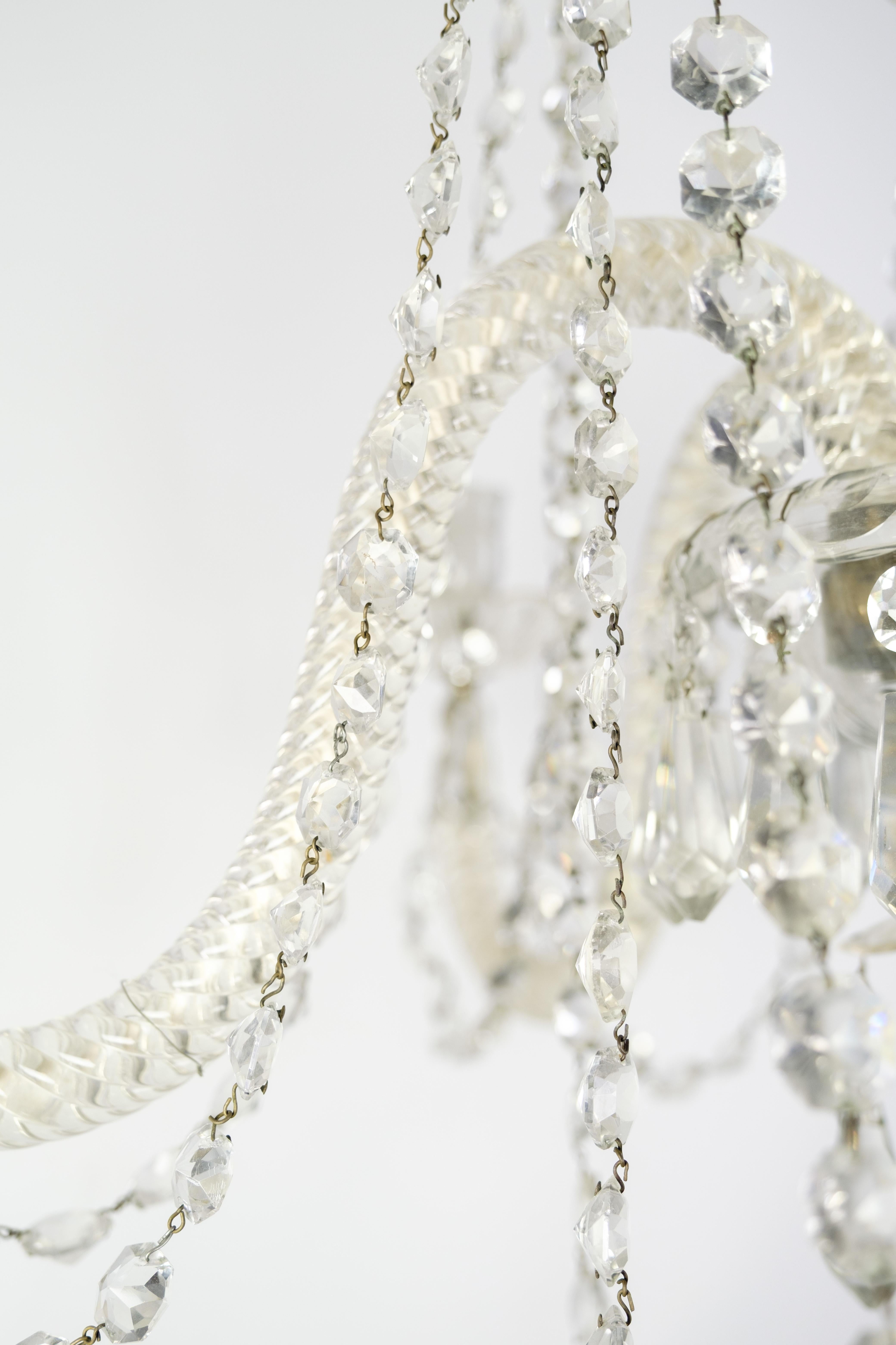 Lustre prismatique à cinq bras de verre des années 1890 en vente 3