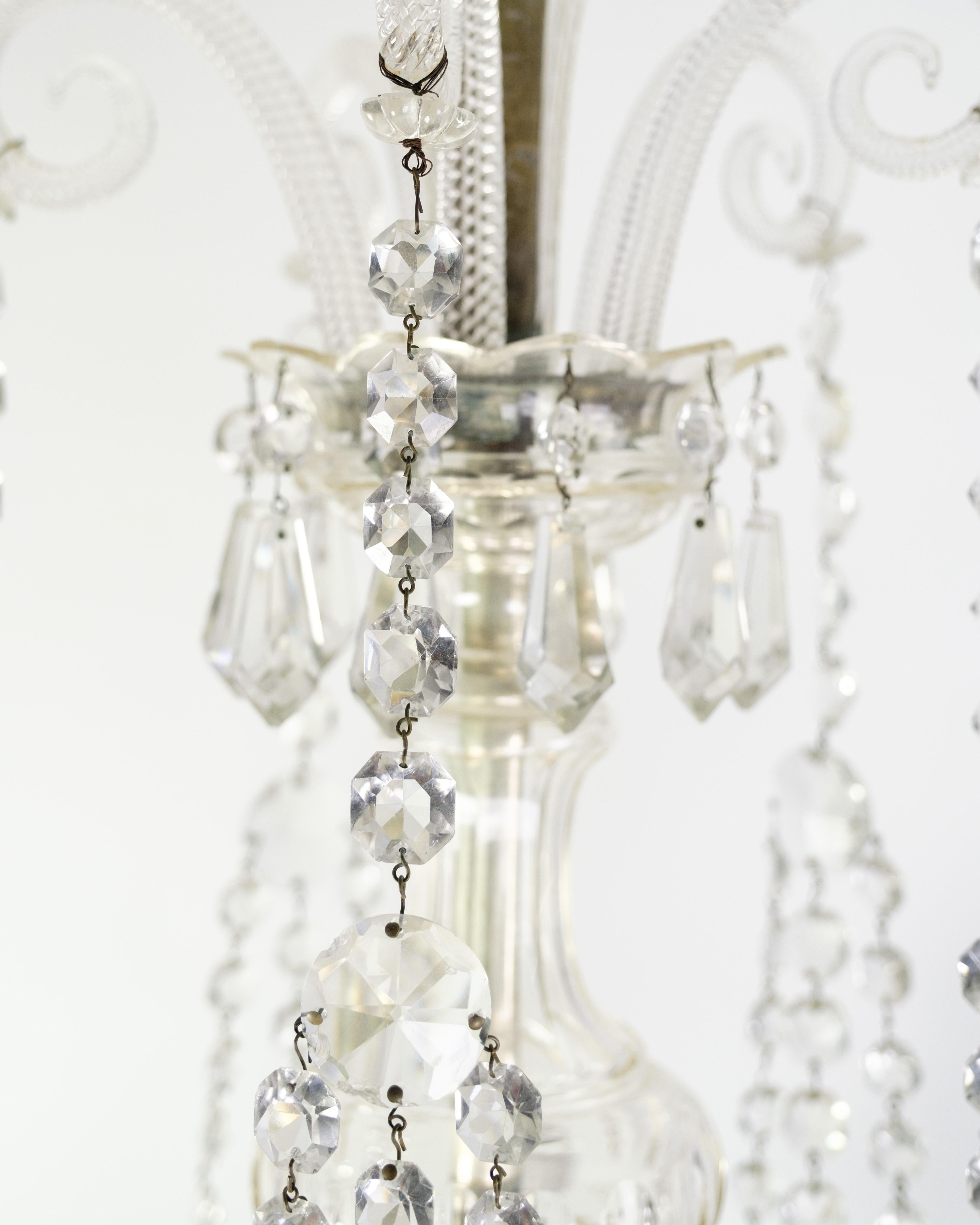Lustre prismatique à cinq bras de verre des années 1890 en vente 4