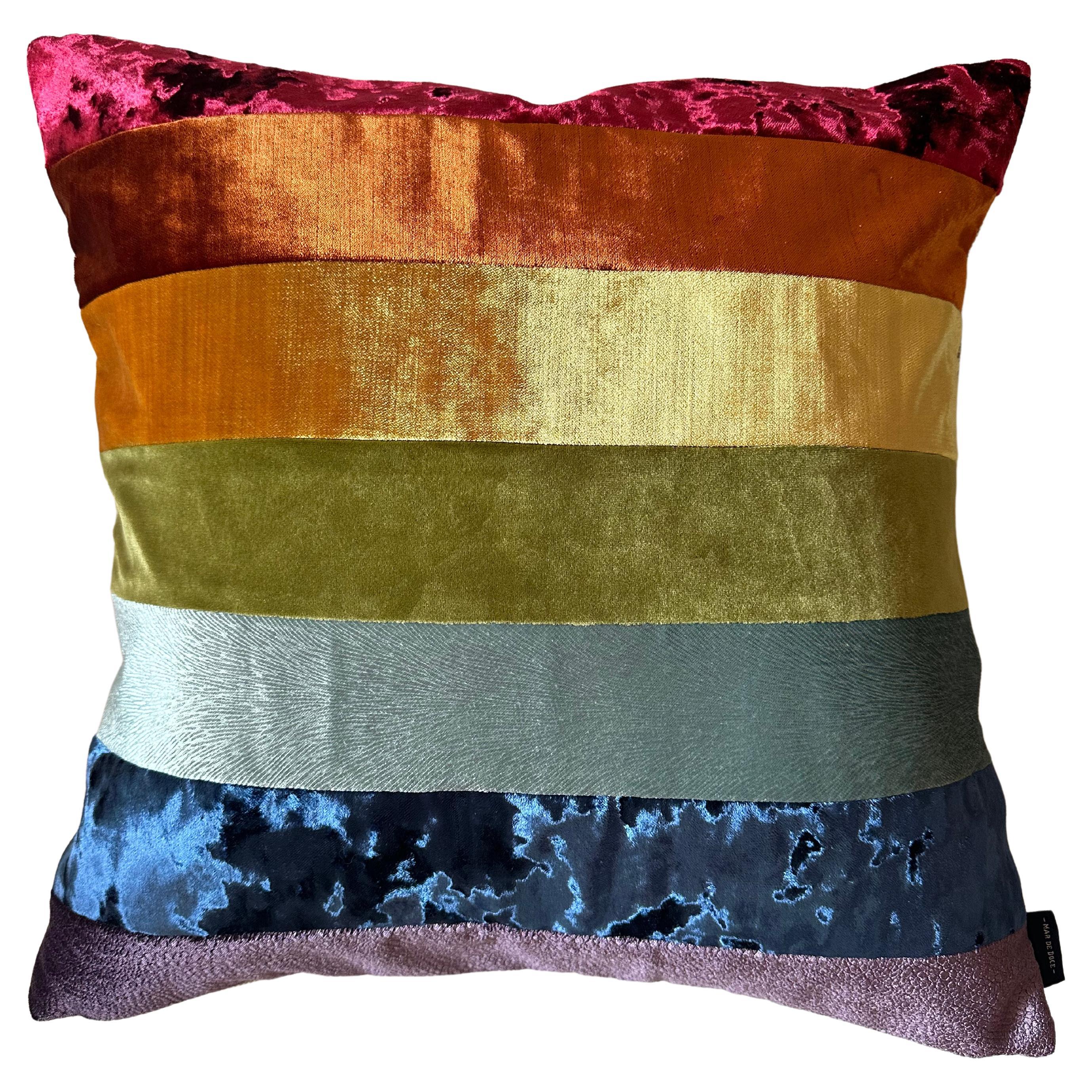 Multicolor Velvet throw pillow -PRISM- by Mar de Doce For Sale