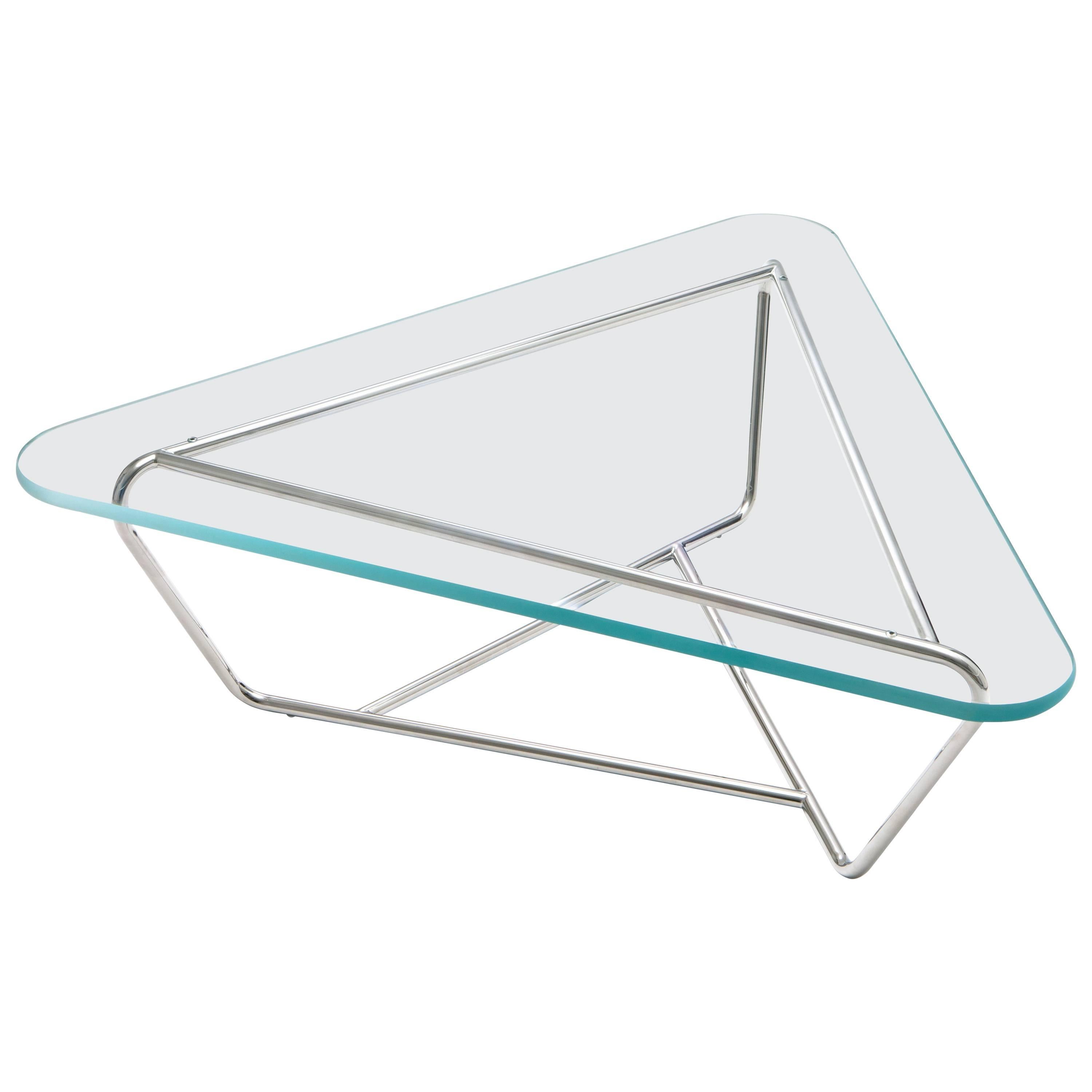 Prism, Glass & Stainless Steel Contemporary Coffee Table by Made in Ratio For Sale