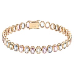 Bracciale d'oro personalizzato Prism Heart Spectrum Sapphire & Diamond 14K
