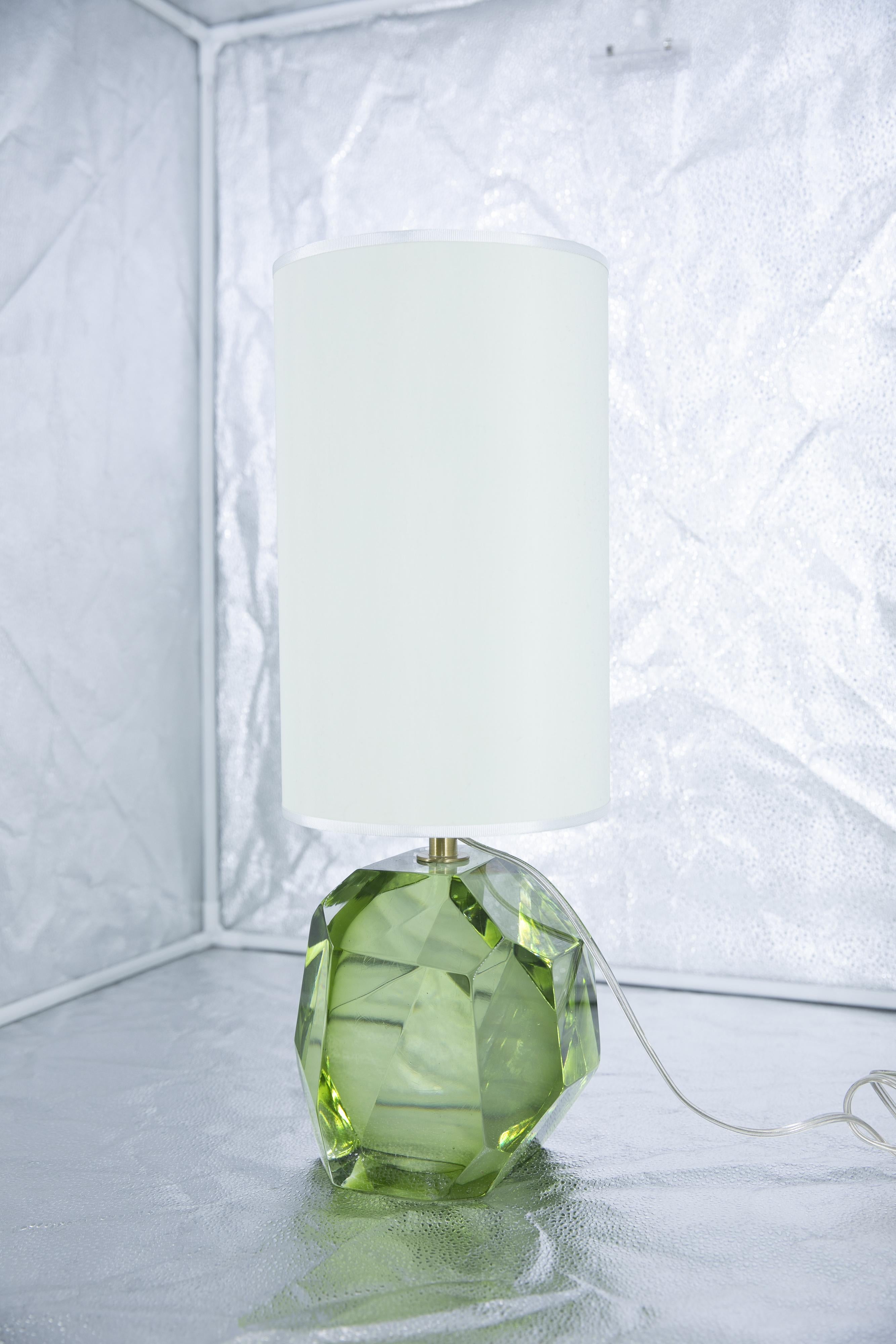 Beautiful prism table lamp in green Murano glass
Made in Italy, recent production

Shade not included.