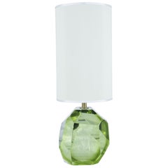 Prism Murano Glass Table Lamp, Made in Italy, Green Color