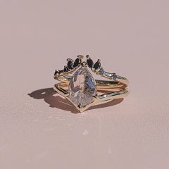 Prism of Light Pear S & P Diamond Ring in 14K Gold by Anastassia Sel Jewelry