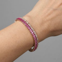 Prism Sapphire Emerald-Cut 14K (18K Custom) Gold Tennis Bracelet