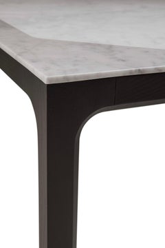 Prism Square Low Table with Marble Top and Black Ashwood Base by Busnelli