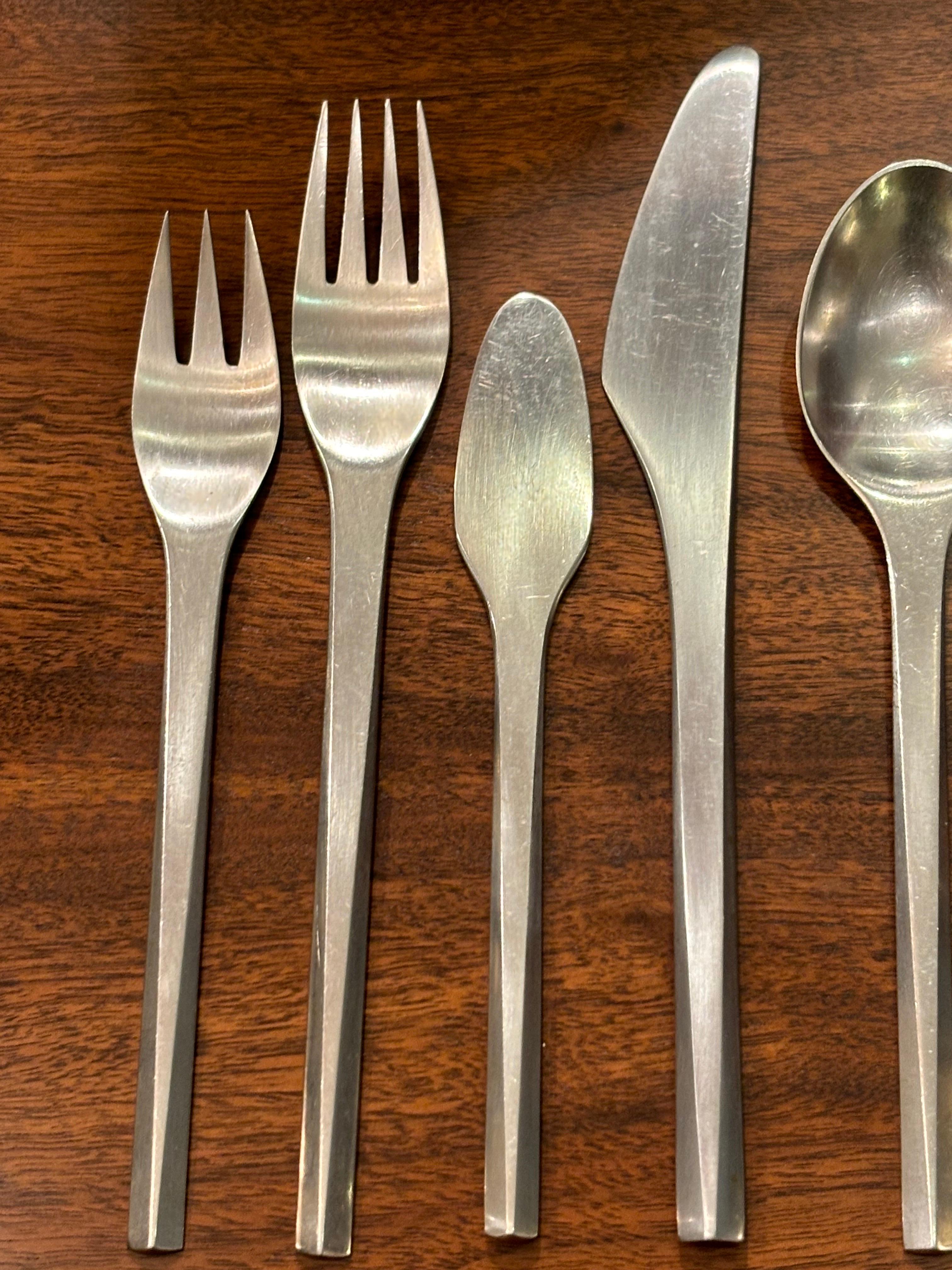 Scandinavian Modern Prism Stainless Flatware Set for Georg Jensen 57 piece