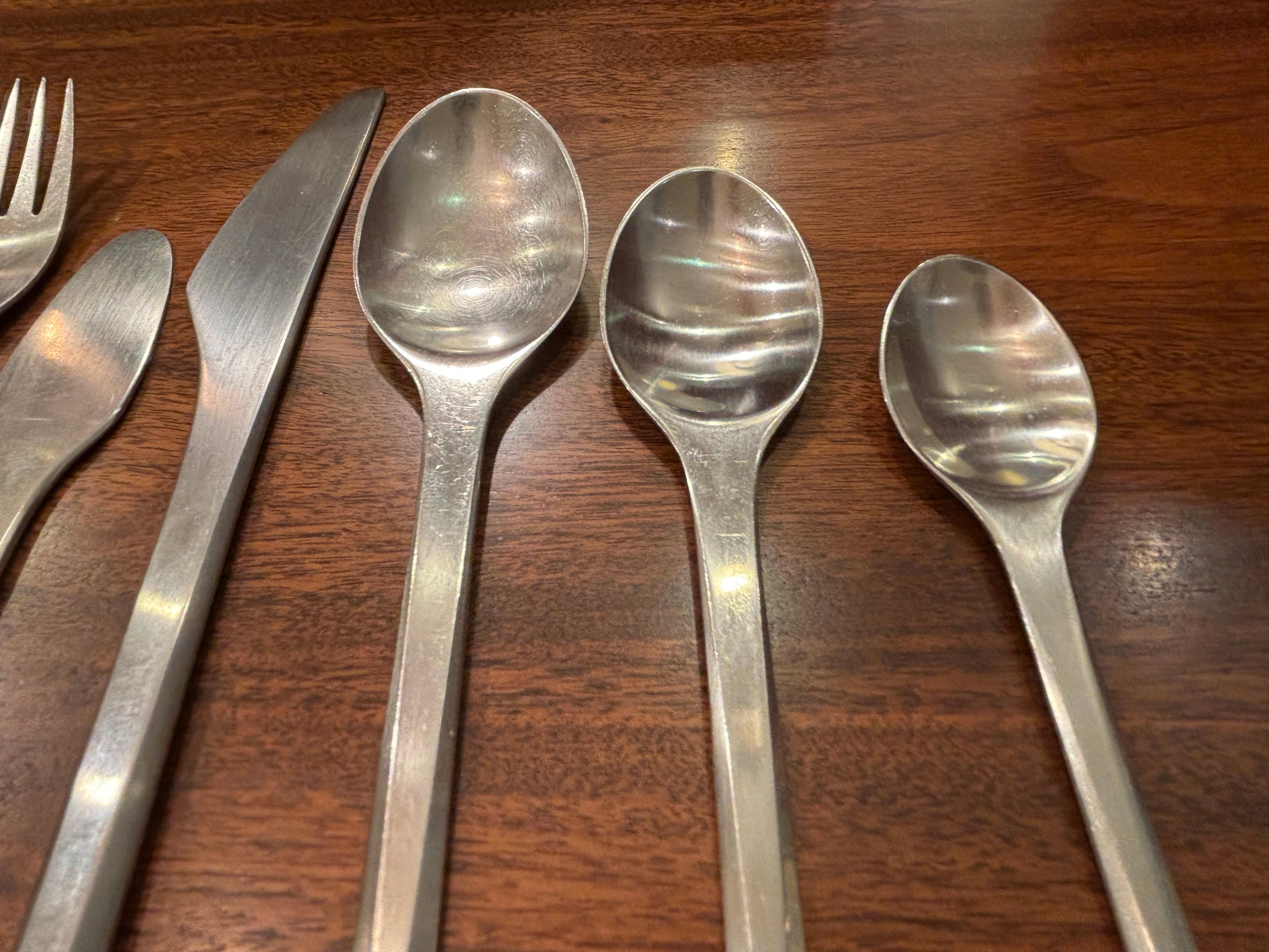 Danish Prism Stainless Flatware Set for Georg Jensen 57 piece