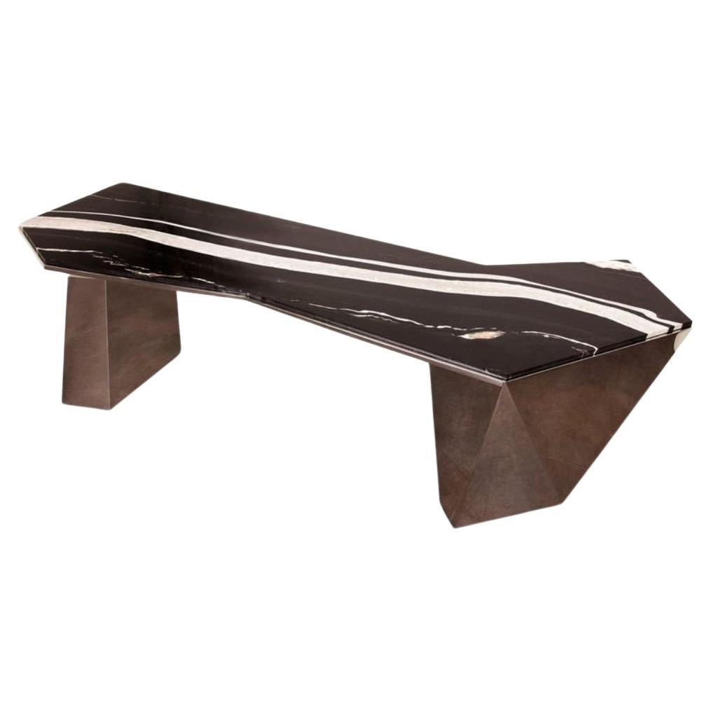 Prism XL, Bar in Hand Polished Stainless Steel and Polished Copacabana Marble