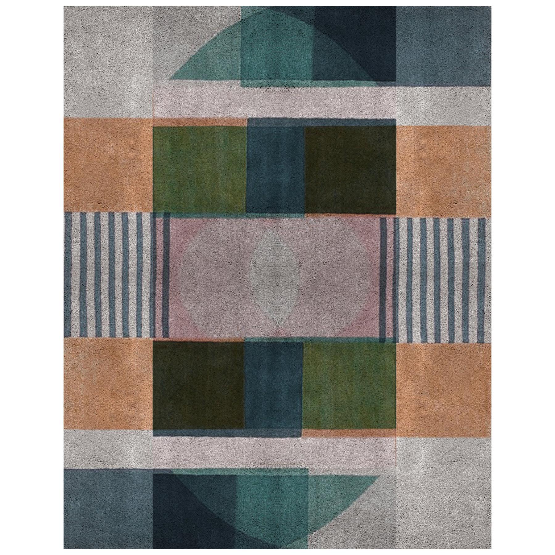 Prisma II Multicolor Area Rug in HandTufted Wool and Botanical Silk For Sale at 1stDibs