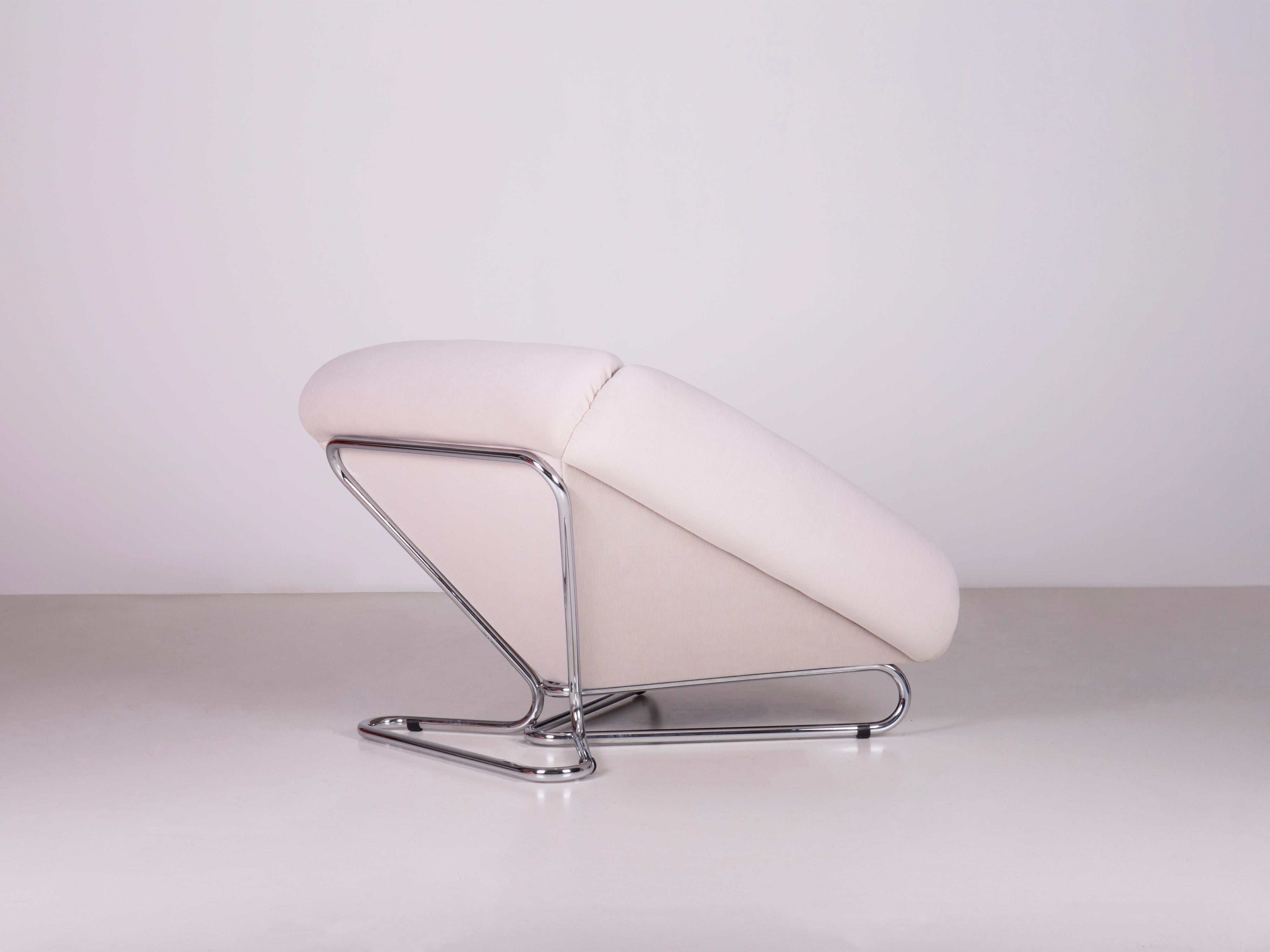 Steel Prisma Armchair by Augusto Betti Kvadrat Gentle Fabric Paradisoterrestre Edition For Sale