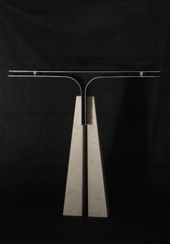 Prisma Console Table in Trani Marble & Curved Iron by D´ARK Atelier