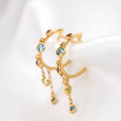 Prisma Multi-Gemstone 18K Gold Hoop Earrings