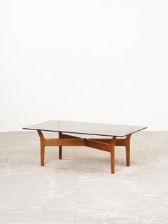 Tavolino in teak e vetro fumé "Prisma" di Alf Svensson per Tingströms, Svezia