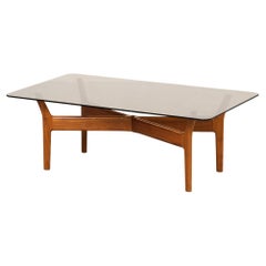 "Prisma" Teak & Smoked Glass Coffee Table by Alf Svensson for Tingströms, Sweden