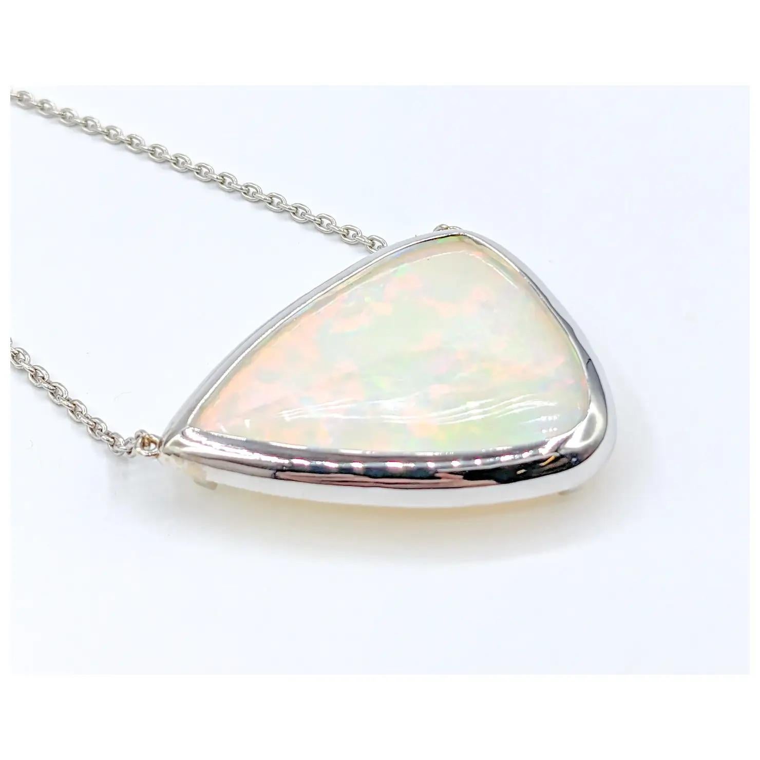 Cabochon Prismatic 55.32ct Brazilian Opal Modern Pendant Necklace For Sale