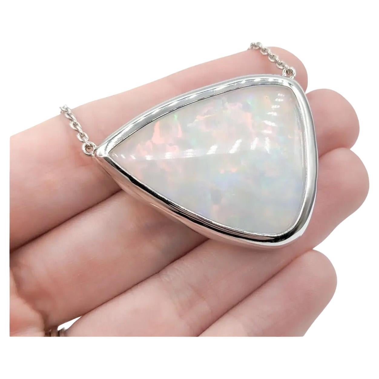 Prismatic 55.32ct Brazilian Opal Modern Pendant Necklace For Sale